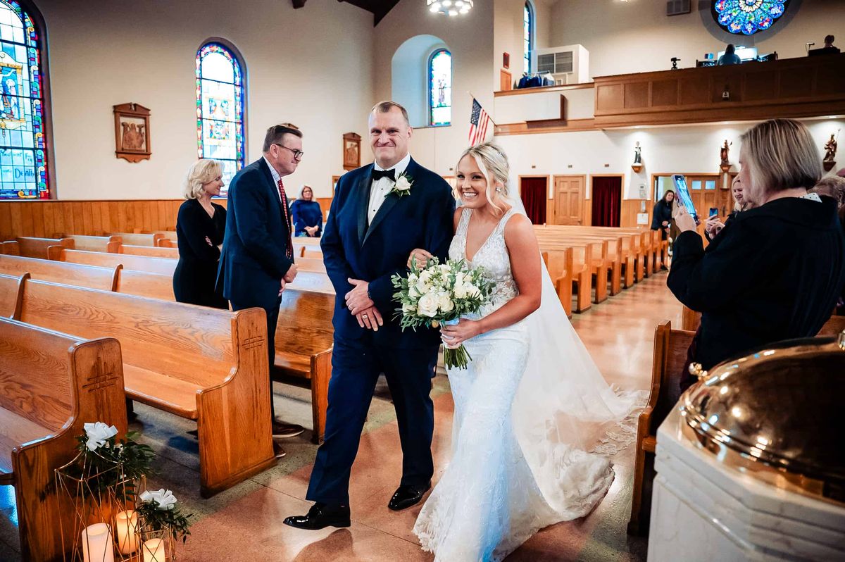 Bride walking down the aisle