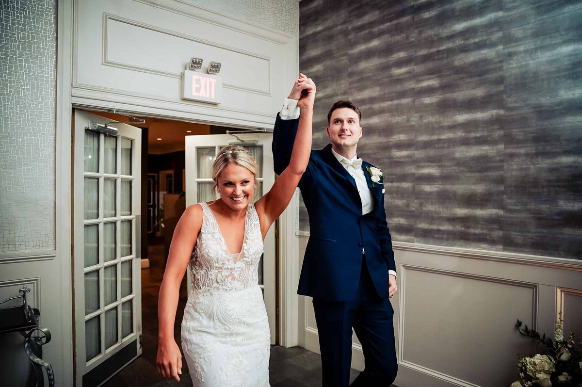 The newlyweds’ grand entrance