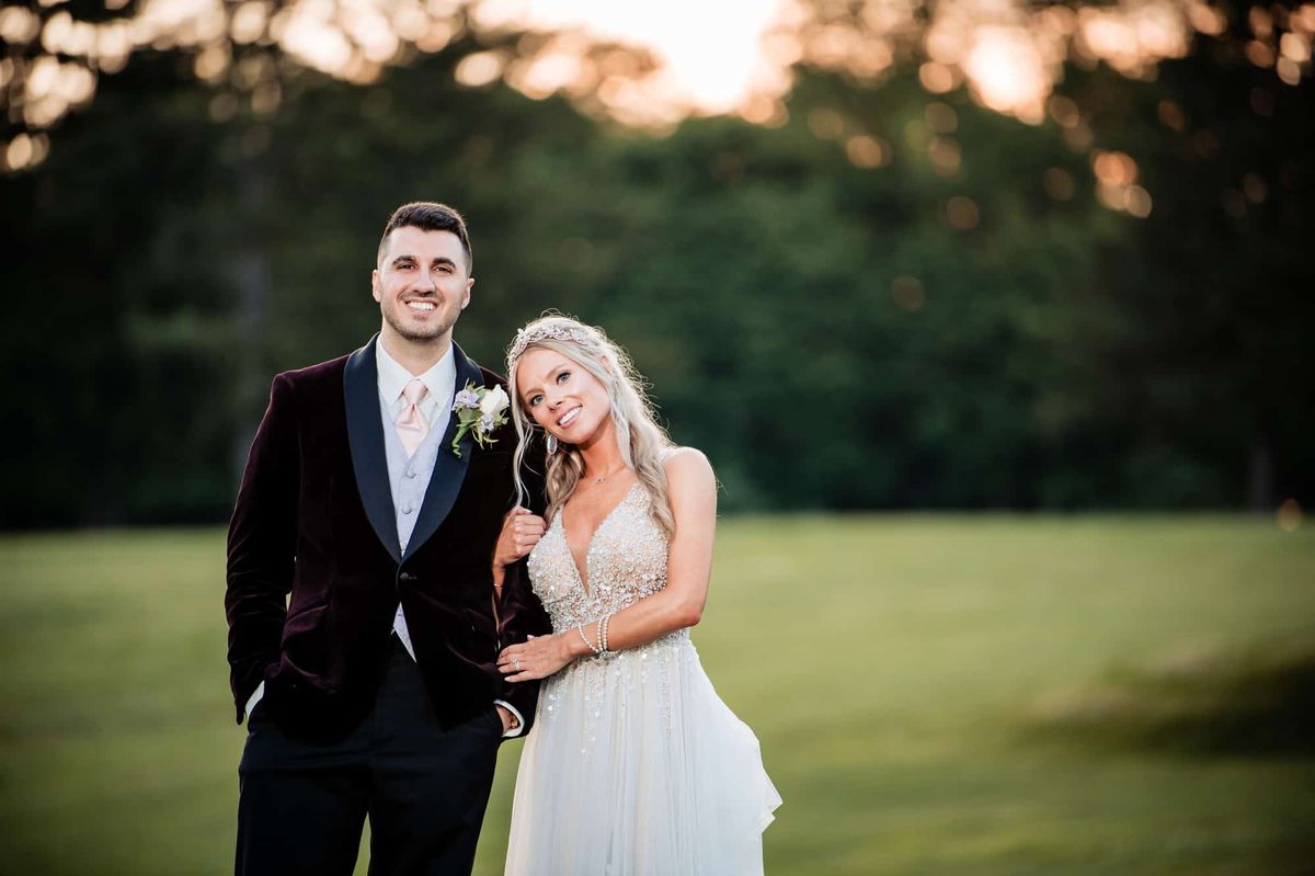 Couple at golden hour on the course